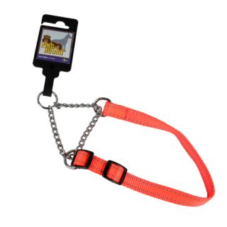 Justerbart halvstryphalsband av nylon, orange reflex, 15mm x 30-45cm