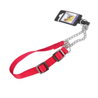 Justerbart halvstryphalsband av nylon, rött, 20mm x 35-55cm