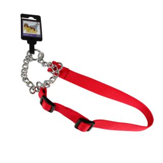 Justerbart halvstryphalsband av nylon, rött, 25mm x 45-70cm