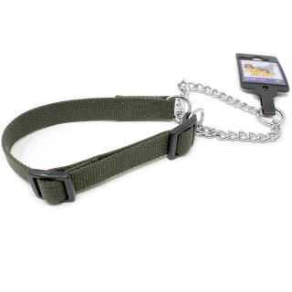 Justerbart halvstryphalsband av nylon, grönt, 20mm x 20-35cm