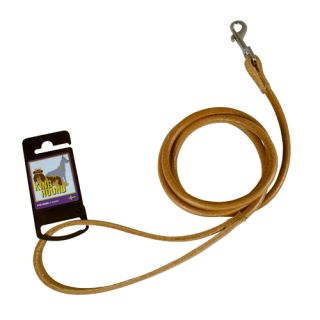 King Hound Läderkoppel med karbinhake, natur, 10mm x 125cm