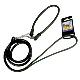 King Hound Läderkoppel med stryphalsband, svart, 10mm x 120cm