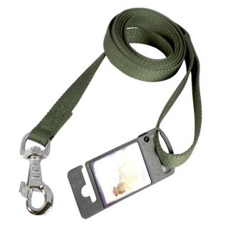 Polyesterkoppel med karbinhake, grön, 20 mm x 5 meter