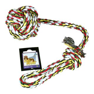 Tuggknut av bomull, boll med handtag, mellan, blandade färger, 155 gram, 85mm-50cm