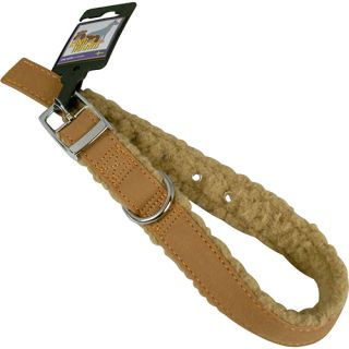 Halsband, pälsfodrade, brun/beige, 25mm x 55cm