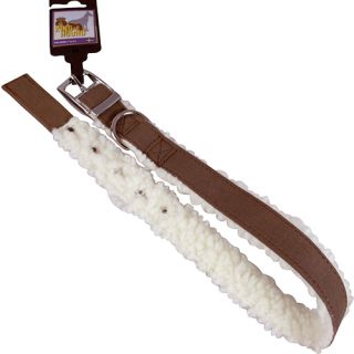 Halsband, pälsfodrade, mörkbrun/vit, 25mm x 65cm