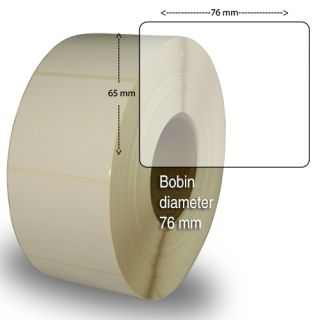 Etiketter på rulle, självhäftande, högblanka för bläck, 76 x 65mm , 2200 st